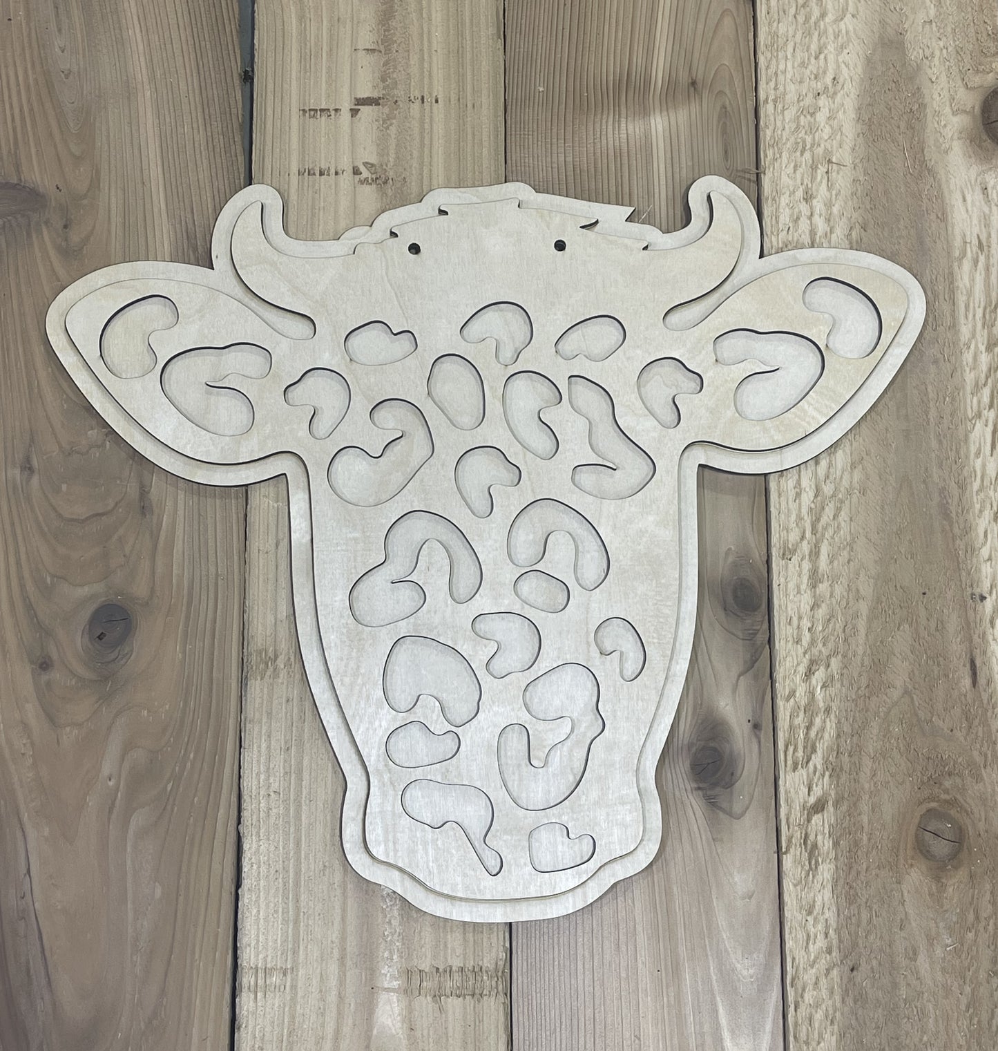 Leopard Print Cow Head Door Hanger