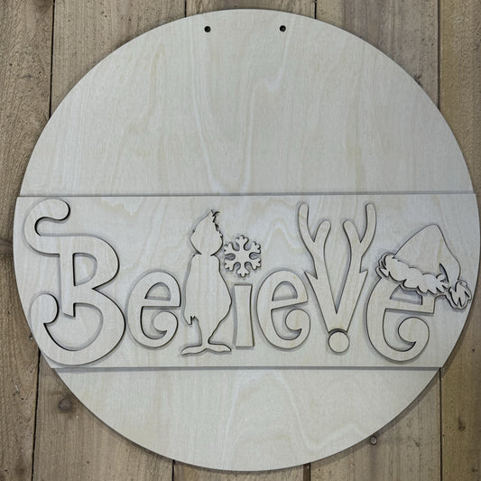 Merry Christmas Believe Door Hanger