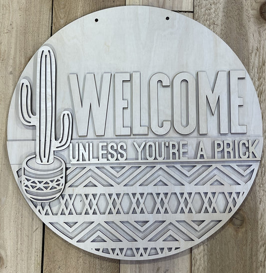 Welcome Cactus Door Hanger