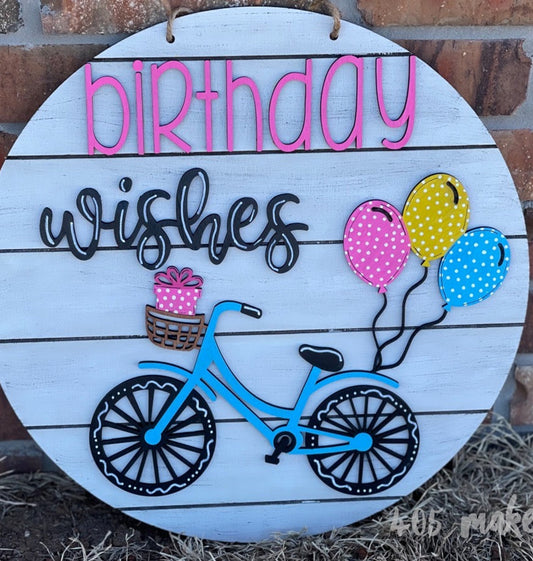 Bicycle Birthday Door Hanger