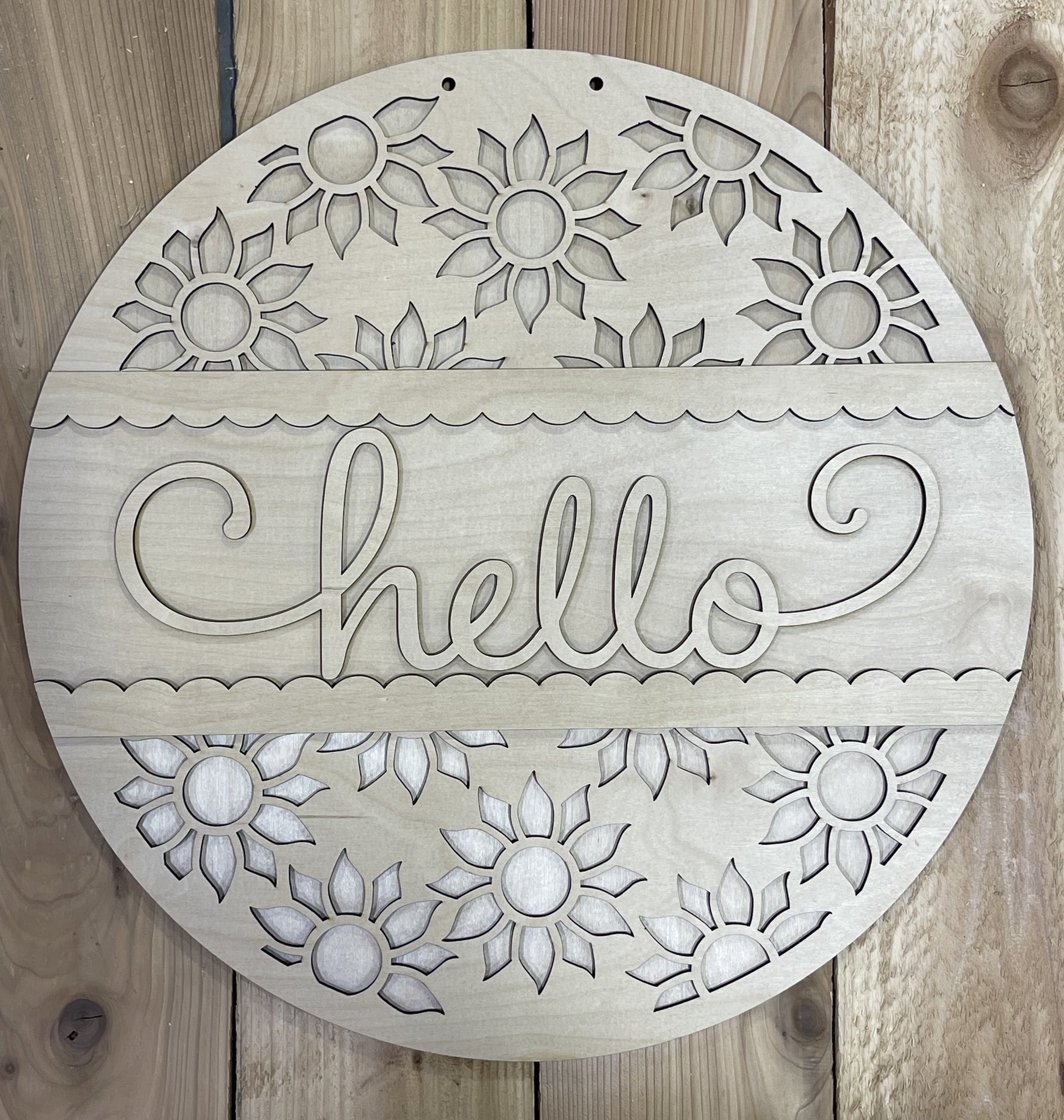 Teal Hello Circle Door Hanger — The Makery