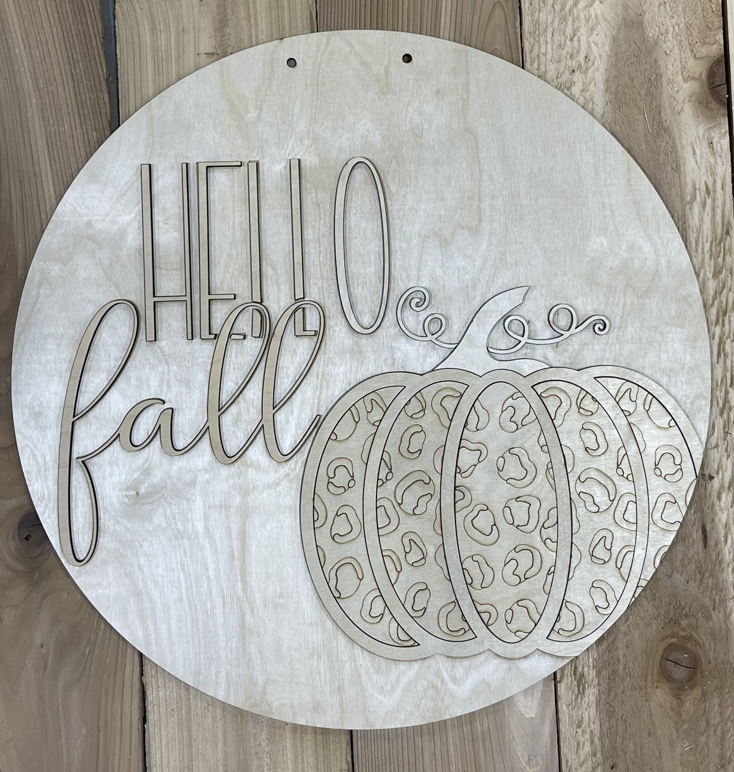 Hello Fall Leopard Door Hanger