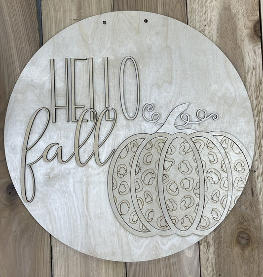 Hello Fall Leopard Door Hanger