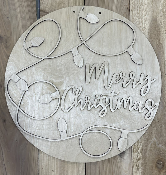 Merry Christmas Lights Door Hanger