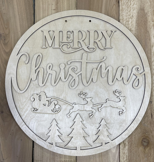 Merry Christmas Sleigh Door Hanger