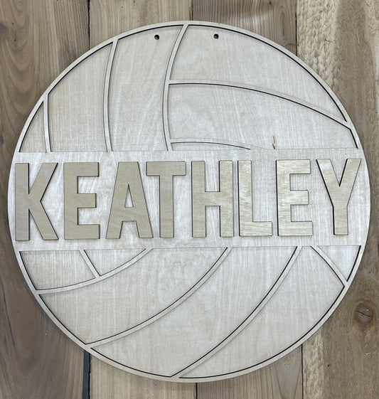 Volleyball with Name Door Hanger