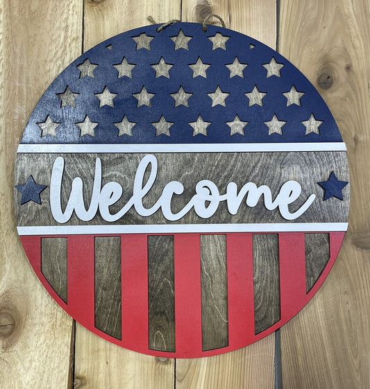 Welcome Stars and Stripes Door Hanger